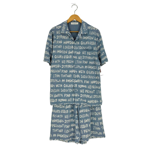ジェラートピケオム Gelato Pique Homme クッキー総柄シャツ&ハーフパンツ セットアップ メンズ  上下M